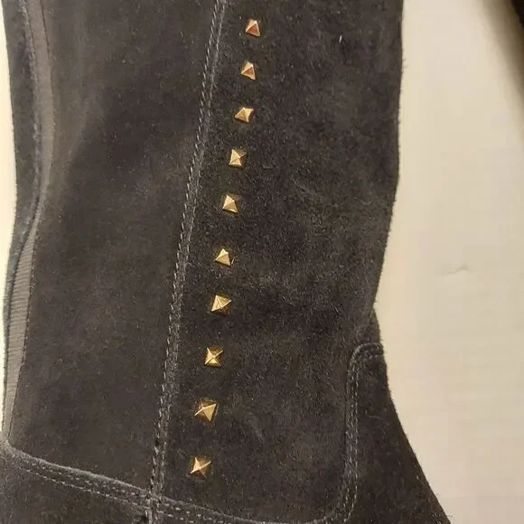 MARC FISHER Secrit Black Suede Studded  Medium Calf Tall Boots - Picture 2 of 15